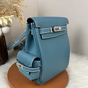 Fortok Hermès Kelly Jump backpack Denim Blue Silver Hardware 15x6x17cm - 2