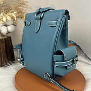 Fortok Hermès Kelly Jump backpack Denim Blue Silver Hardware 15x6x17cm - 3