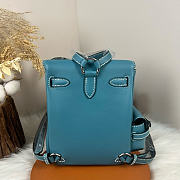 Fortok Hermès Kelly Jump backpack Denim Blue Silver Hardware 15x6x17cm - 4
