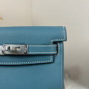 Fortok Hermès Kelly Jump backpack Denim Blue Silver Hardware 15x6x17cm - 5