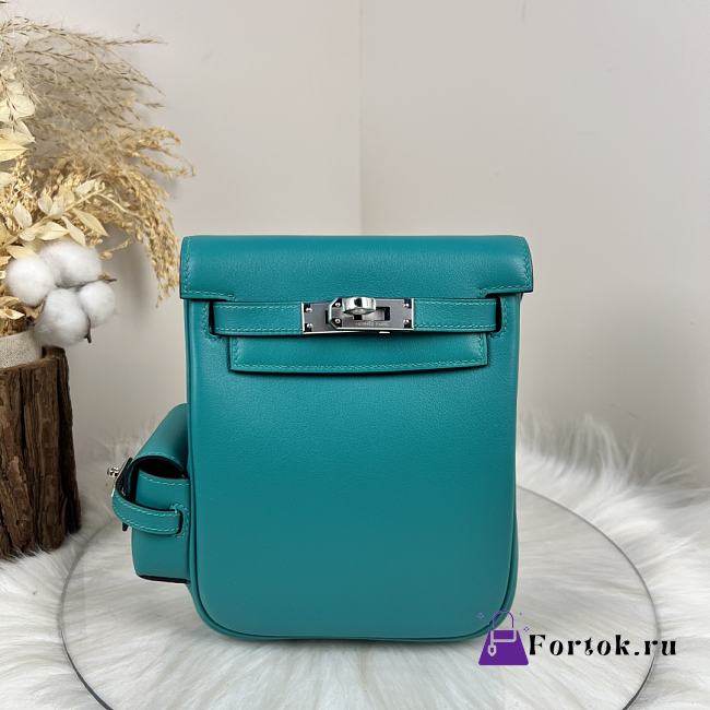 Fortok Hermès Kelly Jump backpack Verona Blue Silver Hardware 15x6x17cm - 1