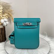 Fortok Hermès Kelly Jump backpack Verona Blue Silver Hardware 15x6x17cm - 1