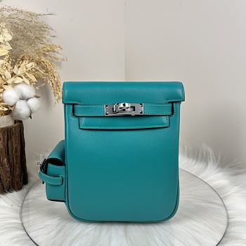 Fortok Hermès Kelly Jump backpack Verona Blue Silver Hardware 15x6x17cm