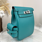 Fortok Hermès Kelly Jump backpack Verona Blue Silver Hardware 15x6x17cm - 6