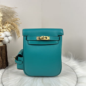 Fortok Hermès Kelly Jump backpack Verona Blue Gold Hardware 15x6x17cm