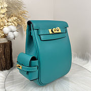 Fortok Hermès Kelly Jump backpack Verona Blue Gold Hardware 15x6x17cm - 6