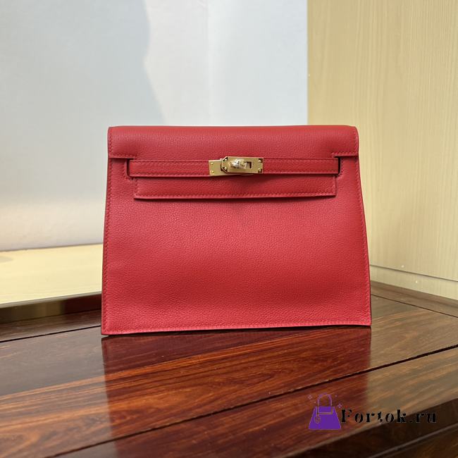 Fortok Hermès Kelly Danse II bag Bright Red Gold Hardware 22cm - 1