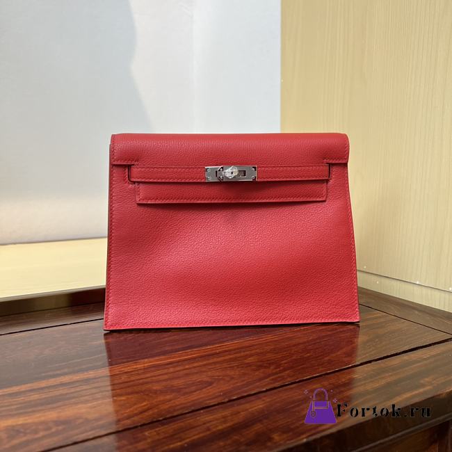 Fortok Hermès Kelly Danse II bag Bright Red Silver Hardware 22cm - 1
