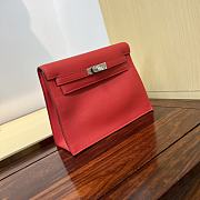 Fortok Hermès Kelly Danse II bag Bright Red Silver Hardware 22cm - 6