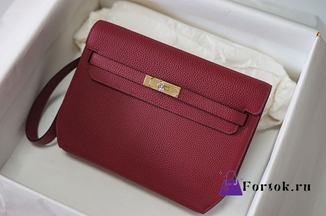 Fortok Hermès Kelly Depeches 25 pochette Rouge Gold Hardware 25cm  - 1