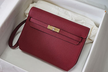 Fortok Hermès Kelly Depeches 25 pochette Rouge Gold Hardware 25cm 