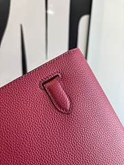 Fortok Hermès Kelly Depeches 25 pochette Rouge Silver Hardware 25cm  - 5