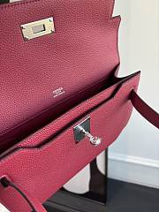 Fortok Hermès Kelly Depeches 25 pochette Rouge Silver Hardware 25cm  - 3