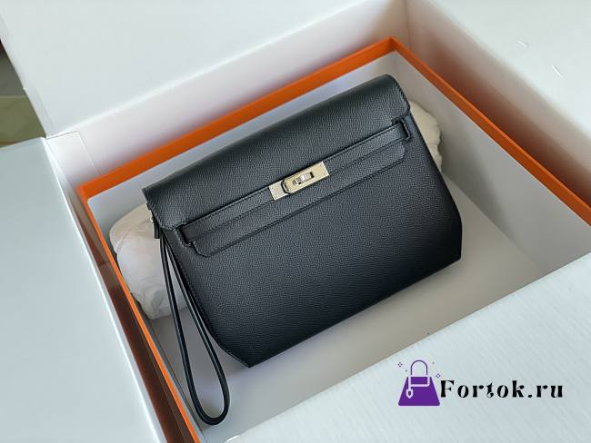 Fortok Hermès Kelly Depeches 25 Black Silver Hardware 25cm  - 1