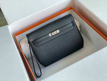 Fortok Hermès Kelly Depeches 25 Black Silver Hardware 25cm 