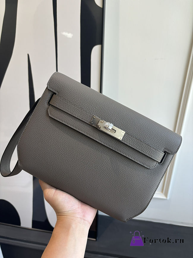 Fortok Hermès Kelly Depeches 25 Grey Silver Hardware 25cm - 1