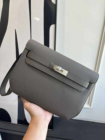 Fortok Hermès Kelly Depeches 25 Grey Silver Hardware 25cm