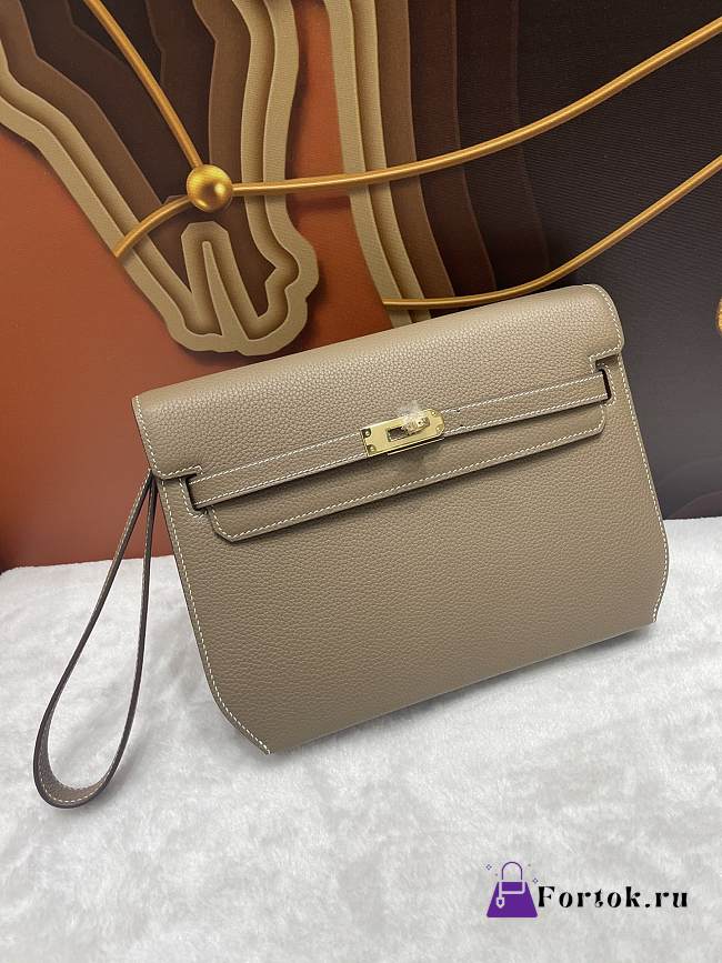 Fortok Hermès Kelly Depeches 25 Taupe Silver Hardware 25cm - 1