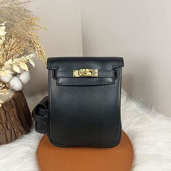 Fortok Hermès Kelly Jump backpack Black Gold Hardware 15x6x17cm
