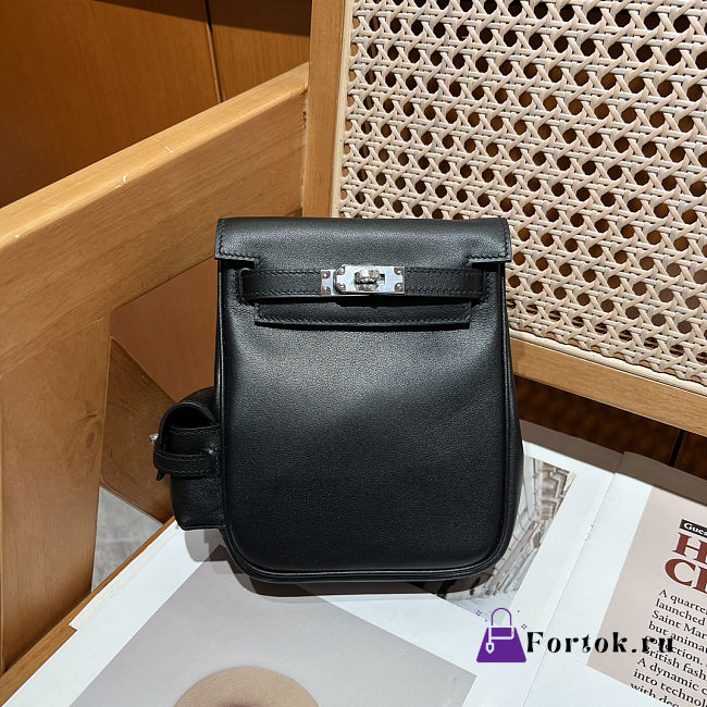 Fortok Hermès Kelly Jump backpack Black Silver Hardware 15x6x17cm - 1