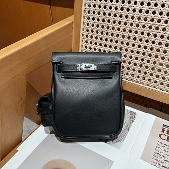Fortok Hermès Kelly Jump backpack Black Silver Hardware 15x6x17cm