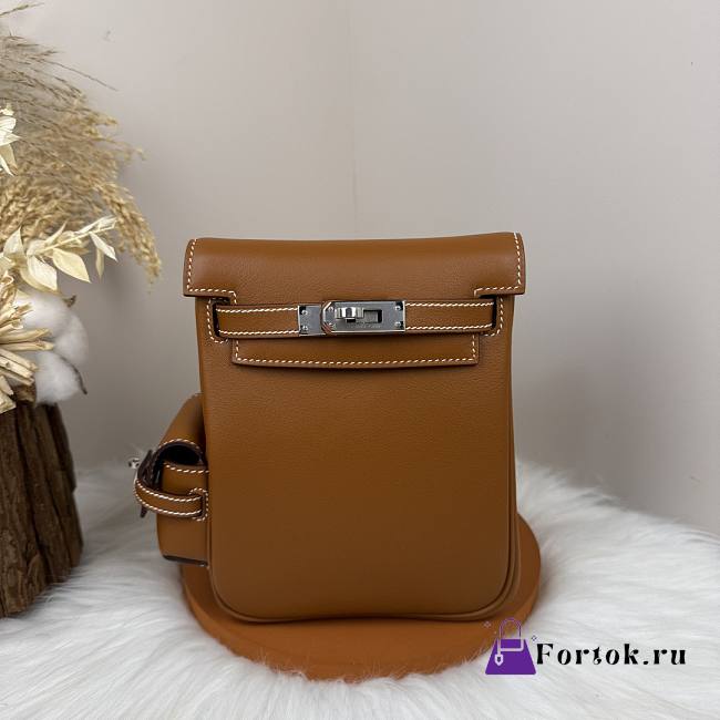 Fortok Hermès Kelly Jump backpack Brown Silver Hardware 15x6x17cm - 1