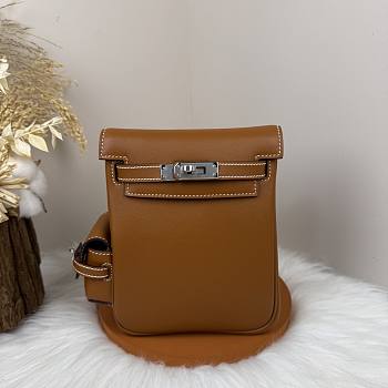 Fortok Hermès Kelly Jump backpack Brown Silver Hardware 15x6x17cm