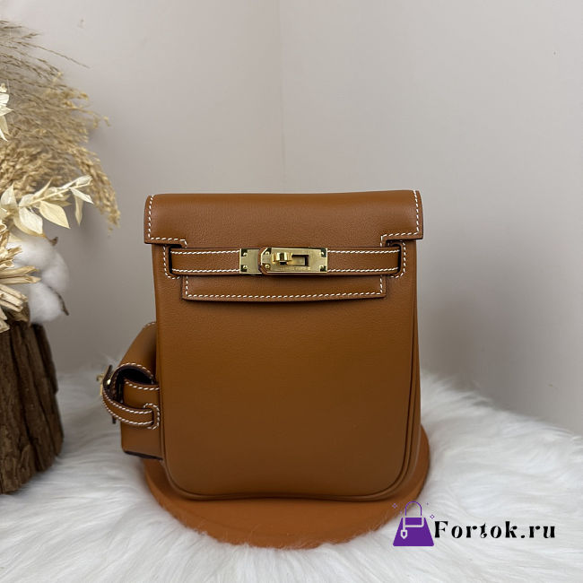 Fortok Hermès Kelly Jump backpack Brown Gold Hardware 15x6x17cm - 1