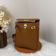 Fortok Hermès Kelly Jump backpack Brown Gold Hardware 15x6x17cm - 3