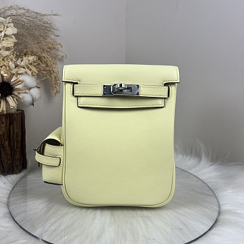 Fortok Hermès Kelly Jump backpack Light Yellow Silver Hardware 15x6x17cm