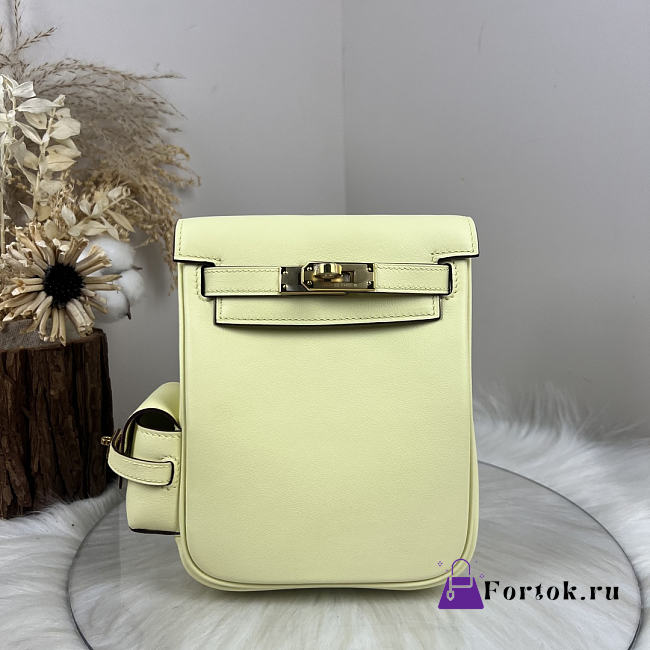 Fortok Hermès Kelly Jump backpack Light Yellow Gold Hardware 15x6x17cm - 1