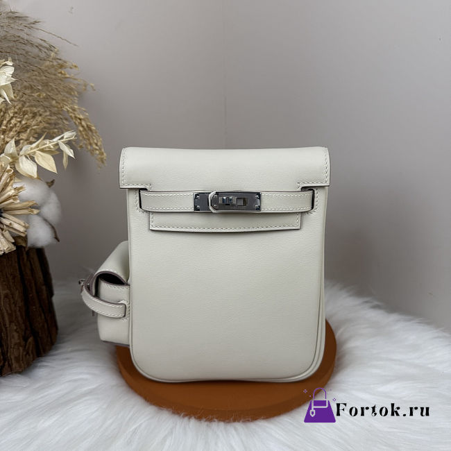 Fortok Hermès Kelly Jump backpack Ivory Silver Hardware 15x6x17cm - 1