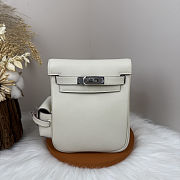 Fortok Hermès Kelly Jump backpack Ivory Silver Hardware 15x6x17cm - 1