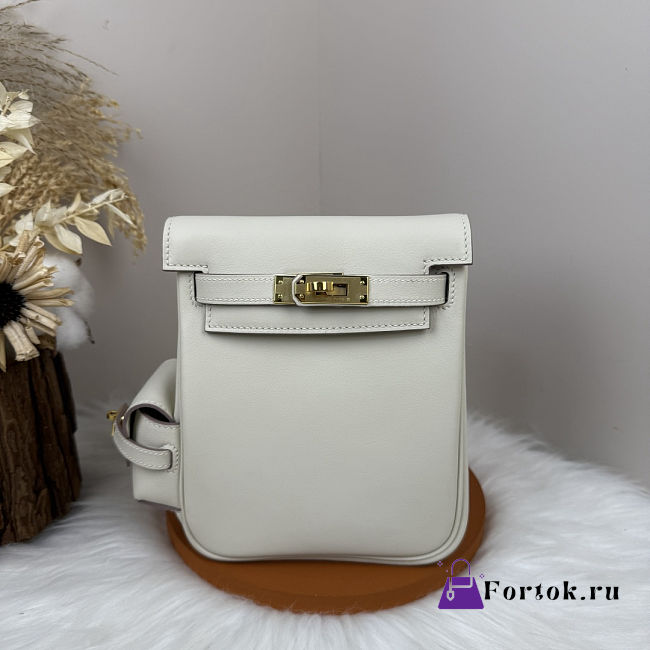 Fortok Hermès Kelly Jump backpack Ivory Gold Hardware 15x6x17cm - 1