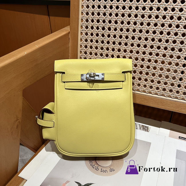 Fortok Hermès Kelly Jump backpack Yellow Silver Hardware 15x6x17cm  - 1