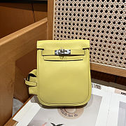 Fortok Hermès Kelly Jump backpack Yellow Silver Hardware 15x6x17cm  - 1
