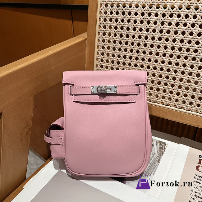 Fortok Hermès Kelly Jump backpack Pink Silver Hardware 15x6x17cm - 1