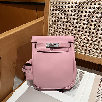 Fortok Hermès Kelly Jump backpack Pink Silver Hardware 15x6x17cm