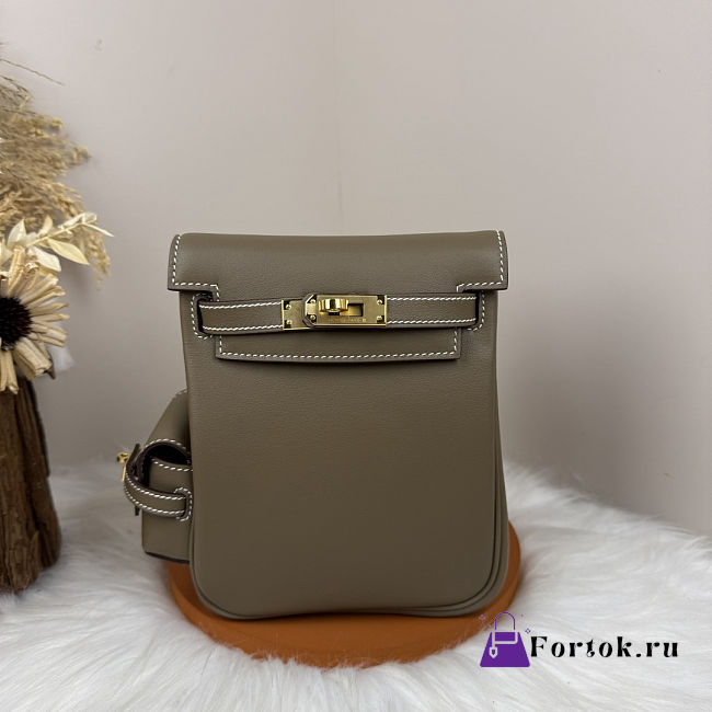 Fortok Hermès Kelly Jump backpack Taupe Gold Hardware 15x6x17cm - 1