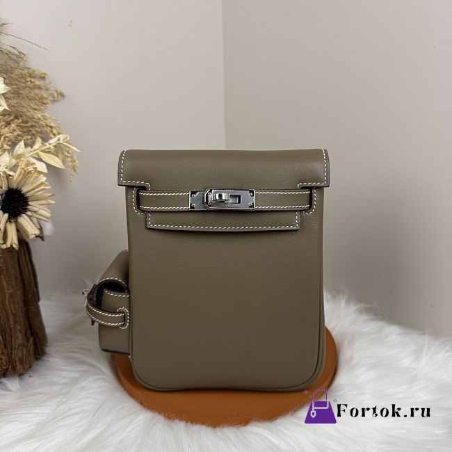 Fortok Hermès Kelly Jump backpack Taupe Silver Hardware 15x6x17cm - 1