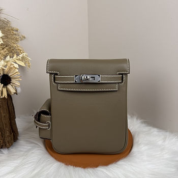 Fortok Hermès Kelly Jump backpack Taupe Silver Hardware 15x6x17cm