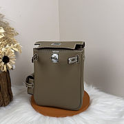 Fortok Hermès Kelly Jump backpack Taupe Silver Hardware 15x6x17cm - 5