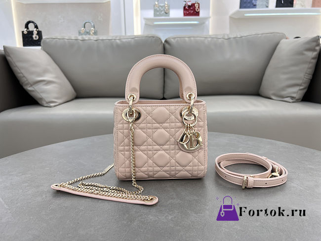 Fortok Dior Lady Dior Mini blush pink cannage lambskin  - 1