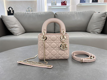 Fortok Dior Lady Dior Mini blush pink cannage lambskin 