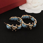 Fortok Chanel Denim CC Chain Hoop Earrings  - 6