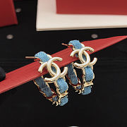 Fortok Chanel Denim CC Chain Hoop Earrings  - 5