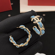 Fortok Chanel Denim CC Chain Hoop Earrings  - 4