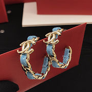 Fortok Chanel Denim CC Chain Hoop Earrings  - 3