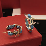 Fortok Chanel Denim CC Chain Hoop Earrings  - 2