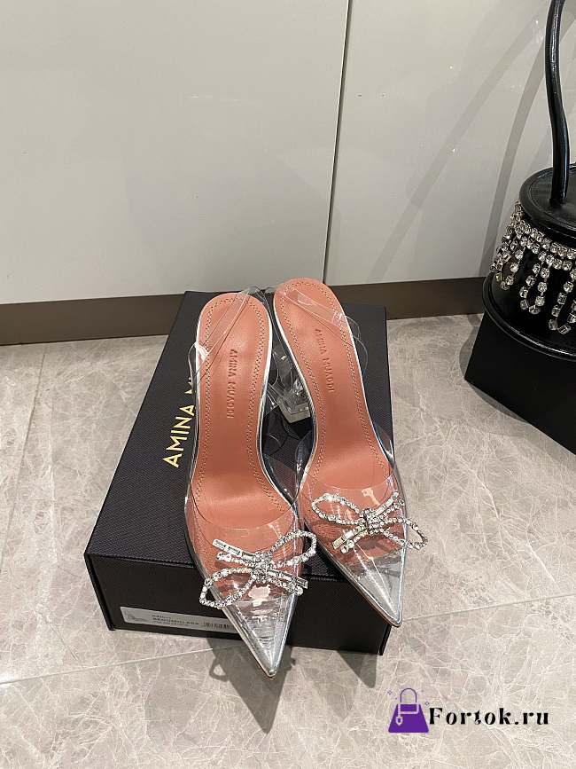 Fortok Amina Muaddi Rosie Glass slingback Pumps Silver 10cm - 1